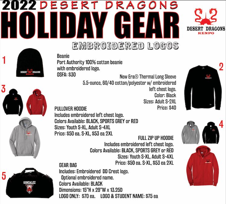 Announcing the Desert Dragons 2022 Holiday Gear Sale!!